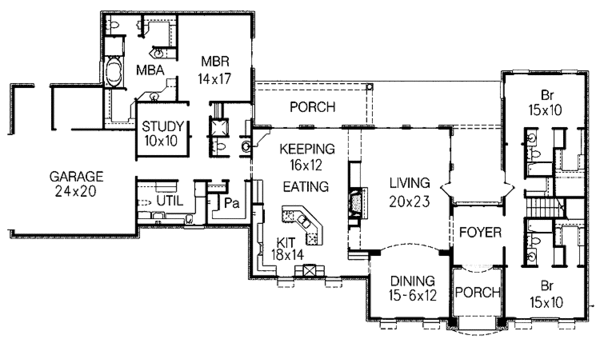 Architectural House Design - Country Floor Plan - Main Floor Plan #15-348