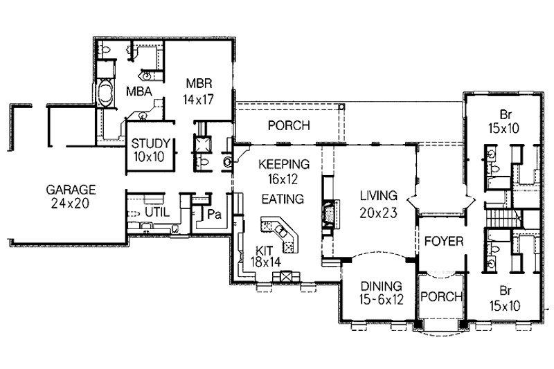 Home Plan - Floor Plan - Main Floor for Country House Plan #15-348 - 3 bed, 4.5 bath