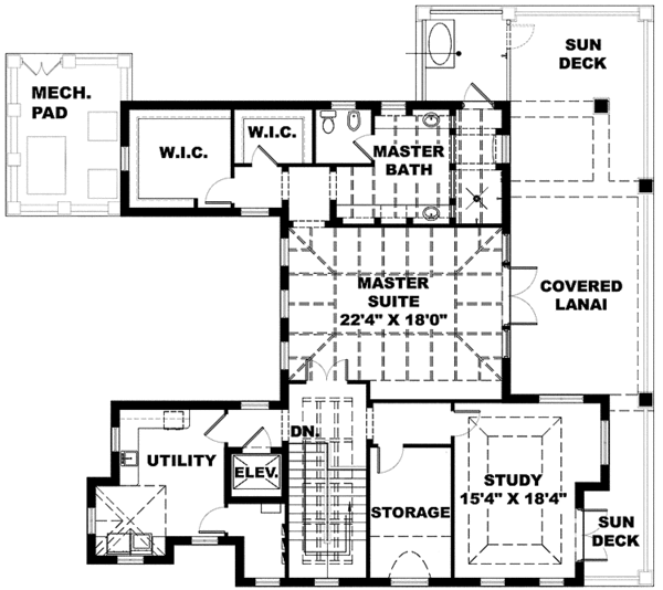 Architectural House Design - Mediterranean Floor Plan - Upper Floor Plan #1017-135