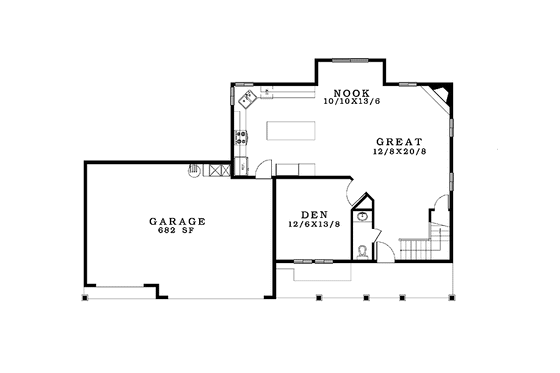 Floor Plan - Main Floor for Craftsman House Plan #943-35 - 3 bed, 2.5 bath
