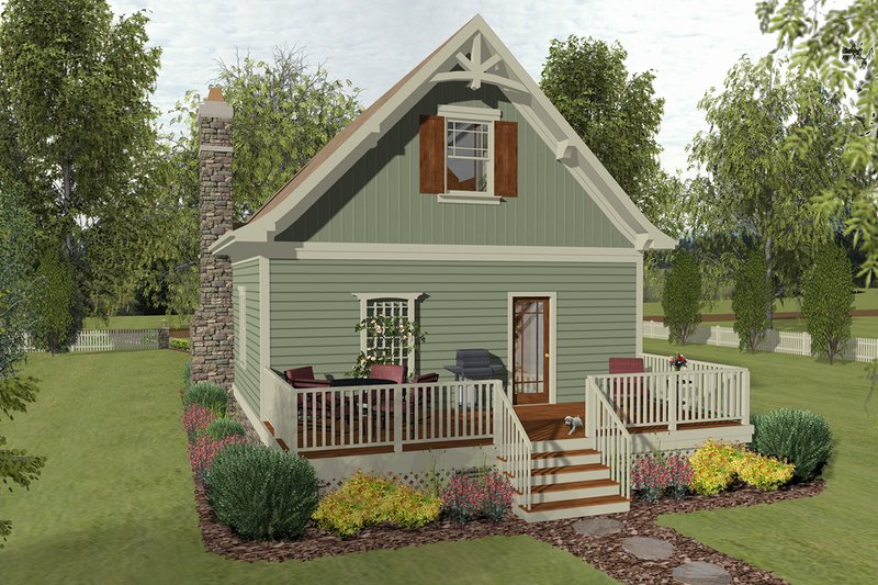 Architectural House Design - Exterior - Rear Elevation for Craftsman House Plan #56-721 - 1 bed, 2 bath