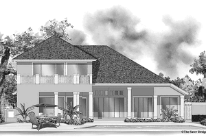 Exterior - Rear Elevation for Mediterranean House Plan #930-337 - 4 bed, 3.5 bath