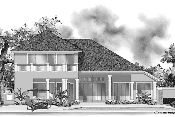 Exterior - Rear Elevation for Mediterranean House Plan #930-337 - 4 bed, 3.5 bath
