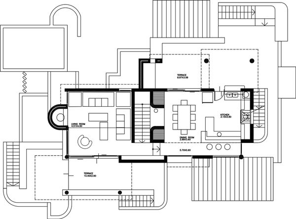 Contemporary Floor Plan - Upper Floor Plan #912-1