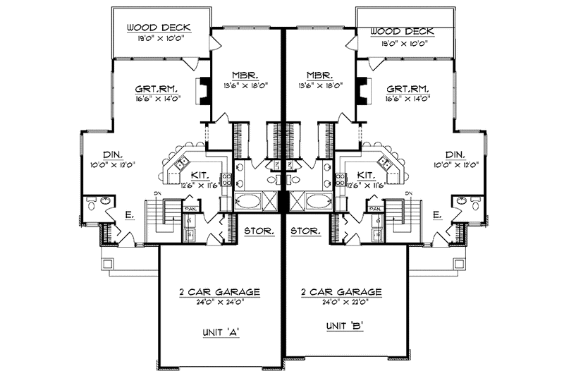 Home Plan - Floor Plan - Main Floor for Bungalow House Plan #70-1391 - 6 bed, 4 bath