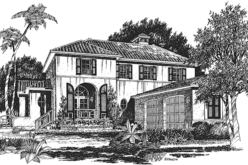 Dream House Plan - Exterior - Front Elevation for Mediterranean House Plan #429-192 - 3 bed, 2.5 bath