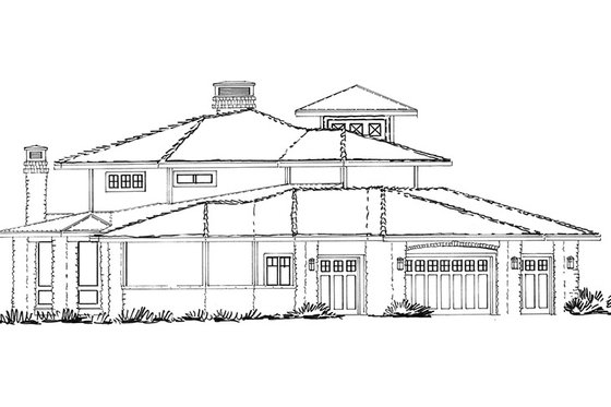 Exterior - Rear Elevation 1 for Prairie House Plan #942-37 - 4 bed, 4.5 bath