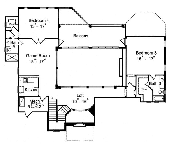 House Blueprint - Mediterranean Floor Plan - Upper Floor Plan #417-764
