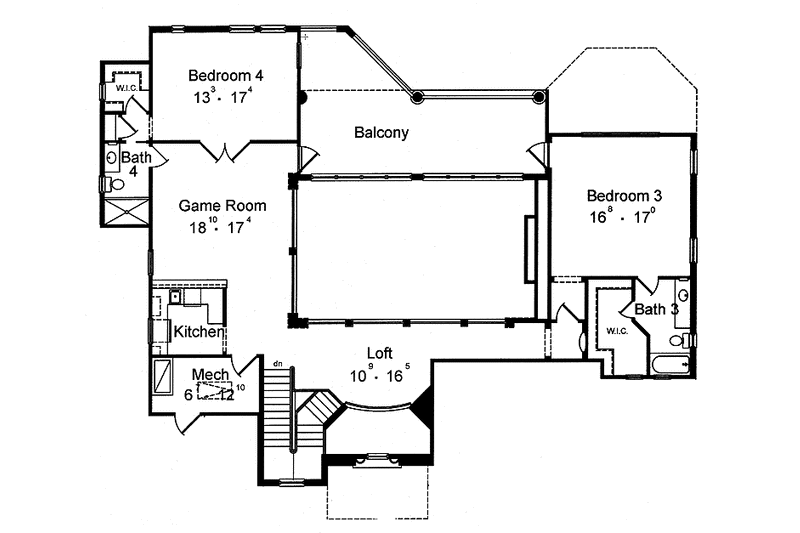 Home Plan - Floor Plan - Upper Floor for Mediterranean House Plan #417-764 - 4 bed, 4.5 bath