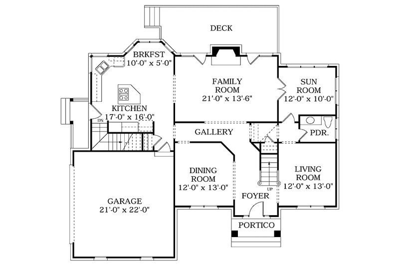 Home Plan - Floor Plan - Main Floor for Colonial House Plan #453-361 - 4 bed, 3.5 bath