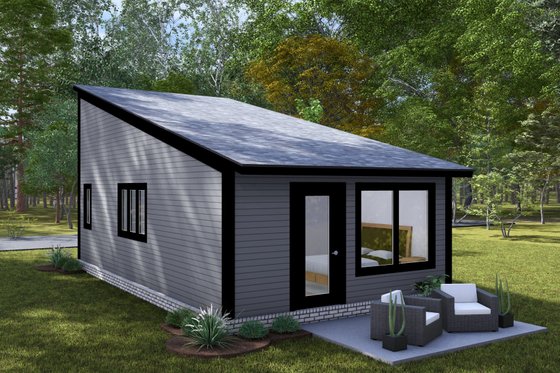 Exterior - Rear Elevation for Modern House Plan #513-2283 - 1 bed, 1 bath