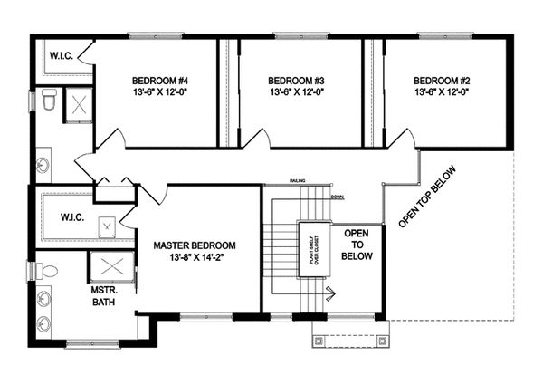 House Blueprint - Traditional Floor Plan - Upper Floor Plan #1057-5