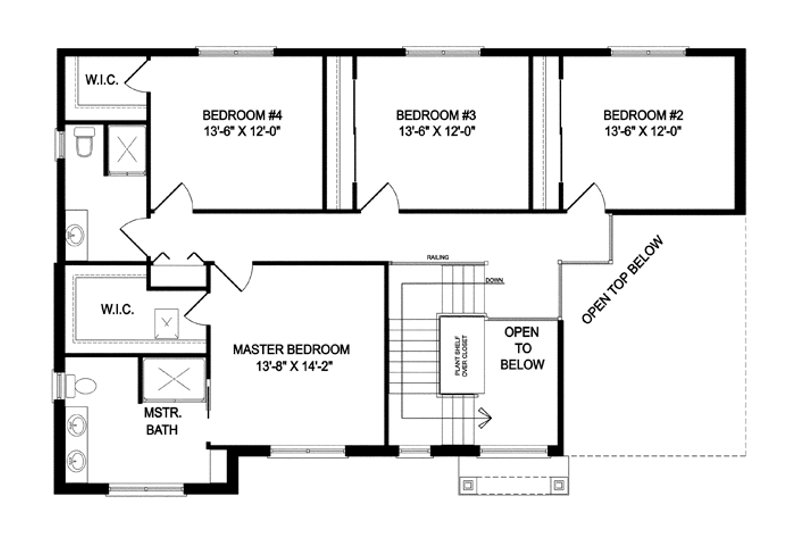 House Plan Design - Floor Plan - Upper Floor for Traditional House Plan #1057-5 - 4 bed, 3 bath