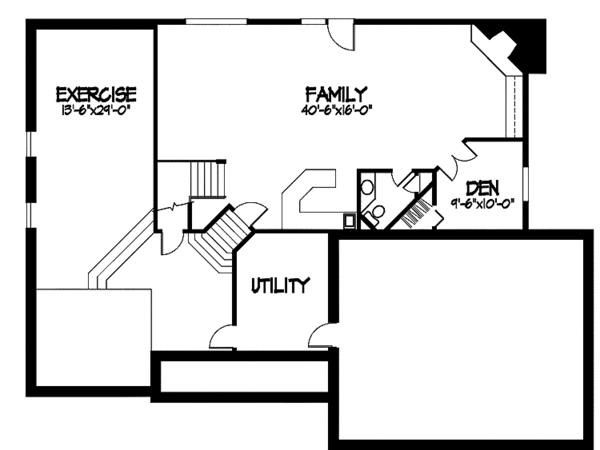 Architectural House Design - Bungalow Floor Plan - Lower Floor Plan #51-794