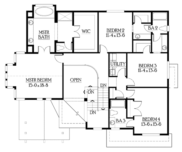 Craftsman Floor Plan - Upper Floor Plan #132-467