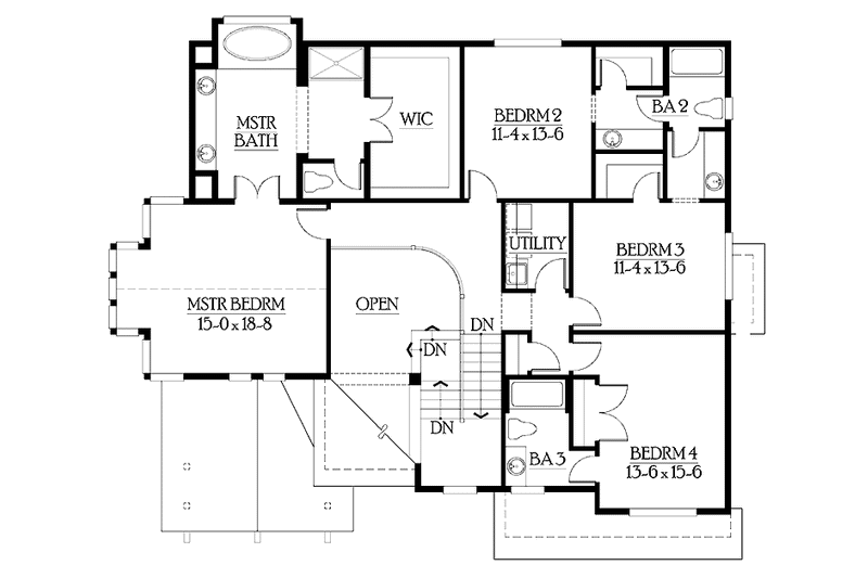 Dream House Plan - Floor Plan - Upper Floor for Craftsman House Plan #132-467 - 4 bed, 4 bath