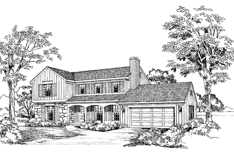 House Blueprint - Country Exterior - Front Elevation Plan #72-659