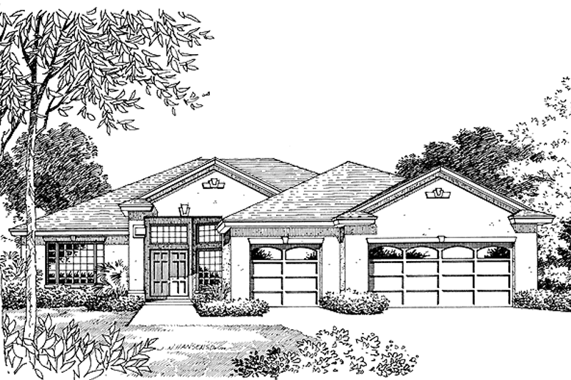 Architectural House Design - Exterior - Front Elevation 3 for Mediterranean House Plan #1015-21 - 4 bed, 3 bath