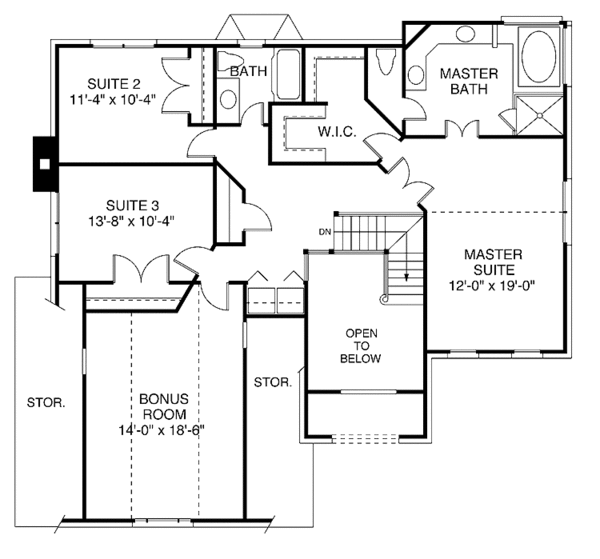 House Blueprint - Traditional Floor Plan - Upper Floor Plan #453-101