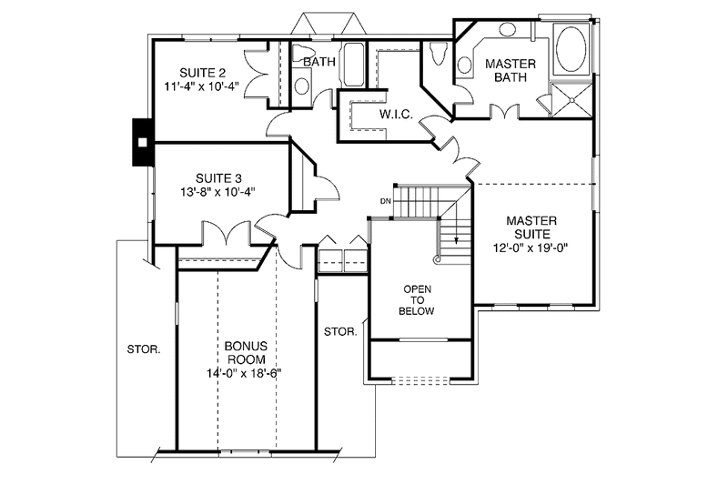 House Blueprint - Floor Plan - Upper Floor for Traditional House Plan #453-101 - 3 bed, 2.5 bath