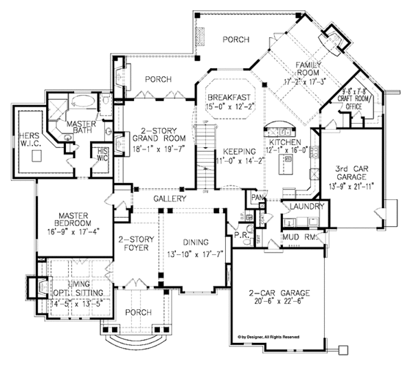 Dream House Plan - Traditional Floor Plan - Main Floor Plan #54-314