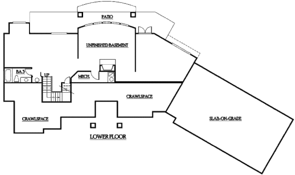 Craftsman Floor Plan - Lower Floor Plan #132-104