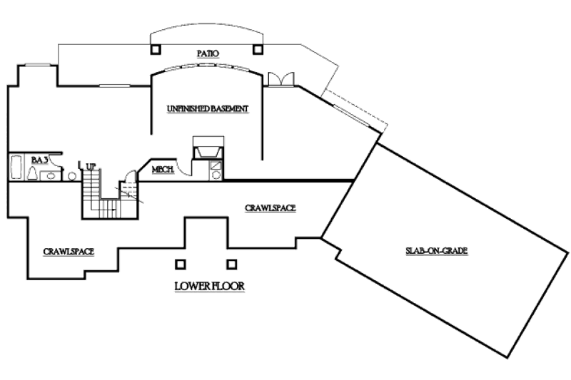 Architectural House Design - Floor Plan - Lower Floor for Craftsman House Plan #132-104 - 2 bed, 2.5 bath