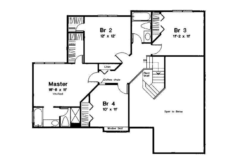 Home Plan - Floor Plan - Upper Floor for Contemporary House Plan #300-133 - 3 bed, 2.5 bath