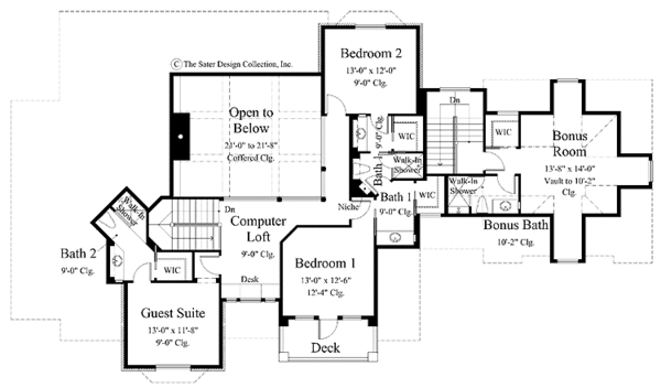 Architectural House Design - Mediterranean Floor Plan - Upper Floor Plan #930-258