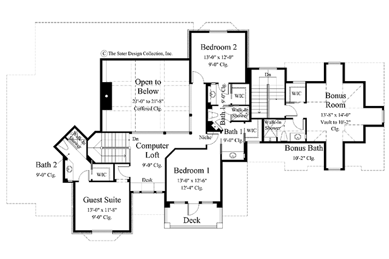 Home Plan - Floor Plan - Upper Floor for Mediterranean House Plan #930-258 - 4 bed, 3.5 bath