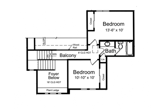 Floor Plan - Upper Floor for Craftsman House Plan #46-830 - 3 bed, 2.5 bath