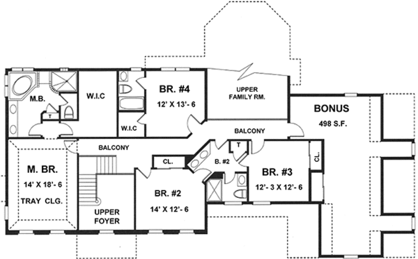 House Design - Colonial Floor Plan - Upper Floor Plan #1001-82