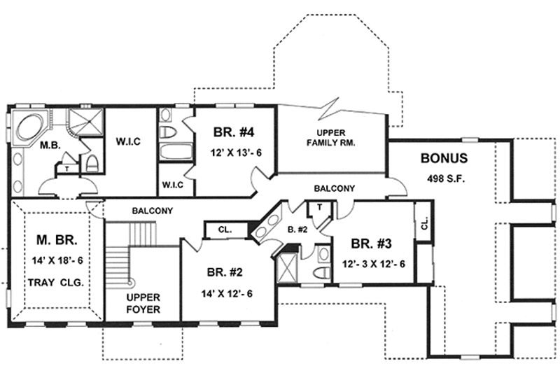 Dream House Plan - Floor Plan - Upper Floor for Colonial House Plan #1001-82 - 4 bed, 3.5 bath