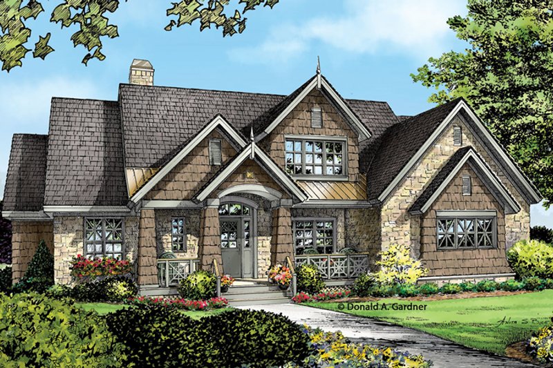 House Plan Design - Exterior - Front Elevation 3 for European House Plan #929-954 - 4 bed, 3 bath