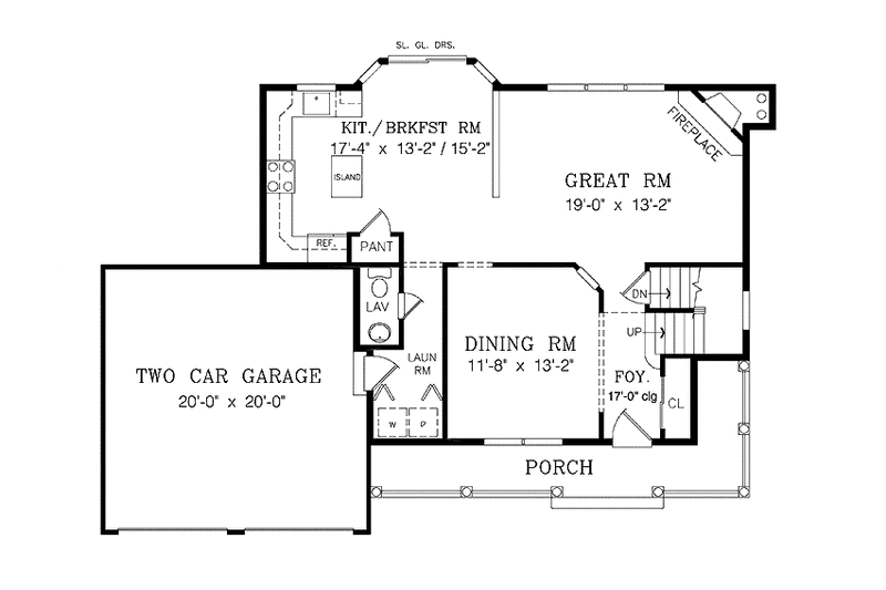House Blueprint - Floor Plan - Main Floor for Country House Plan #456-97 - 4 bed, 2.5 bath