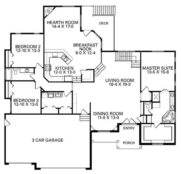 Architectural House Design - Country Floor Plan - Main Floor Plan #950-2