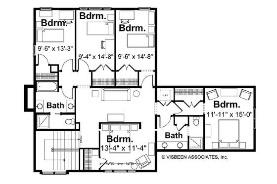 Floor Plan - Upper Floor for European House Plan #928-25 - 6 bed, 3.5 bath