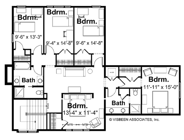 Architectural House Design - European Floor Plan - Upper Floor Plan #928-25