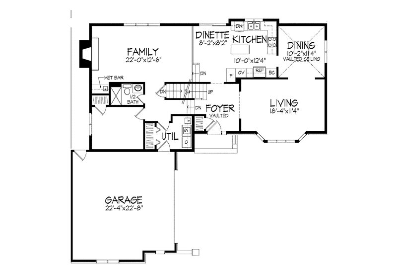House Blueprint - Floor Plan - Main Floor for European House Plan #51-735 - 3 bed, 2.5 bath