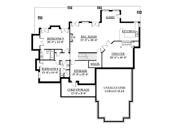Architectural House Design - Prairie Floor Plan - Lower Floor Plan #937-18