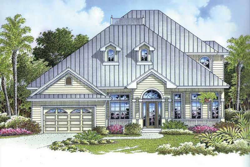 House Blueprint - Exterior - Front Elevation 3 for Mediterranean House Plan #1017-100 - 4 bed, 3.5 bath