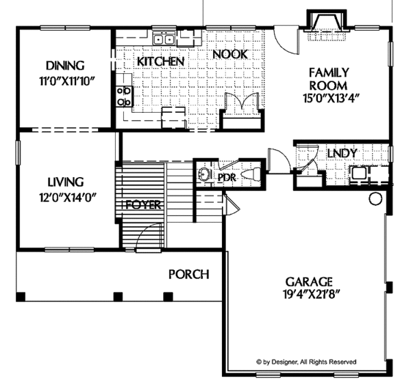 Dream House Plan - Colonial Floor Plan - Main Floor Plan #999-87