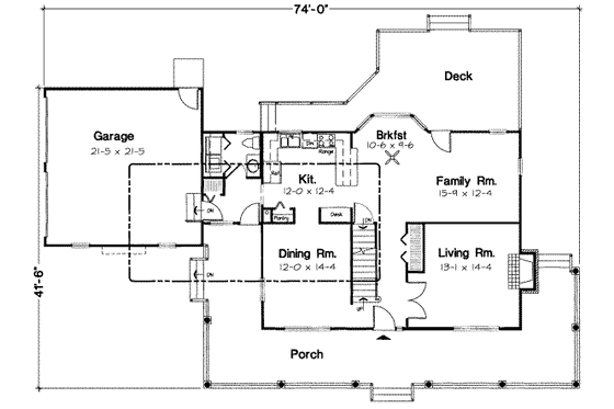 Floor Plan - Main Floor for Country House Plan #312-164 - 3 bed, 2.5 bath
