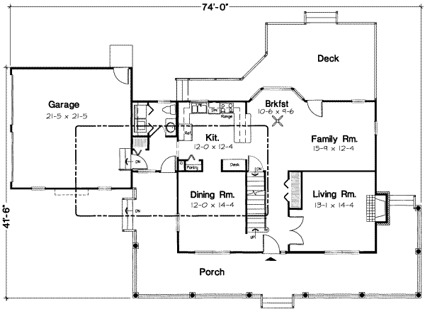 Floor Plan - Main Floor for Country House Plan #312-164 - 3 bed, 2.5 bath
