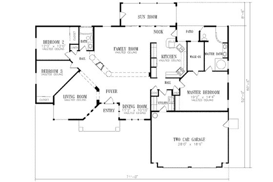 Floor Plan - Main Floor for Adobe / Southwestern House Plan #1-559 - 3 bed, 2 bath