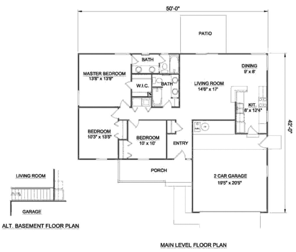 Ranch Style House Plan 3 Beds 2 Baths 1250 Sq Ft Plan 116 169