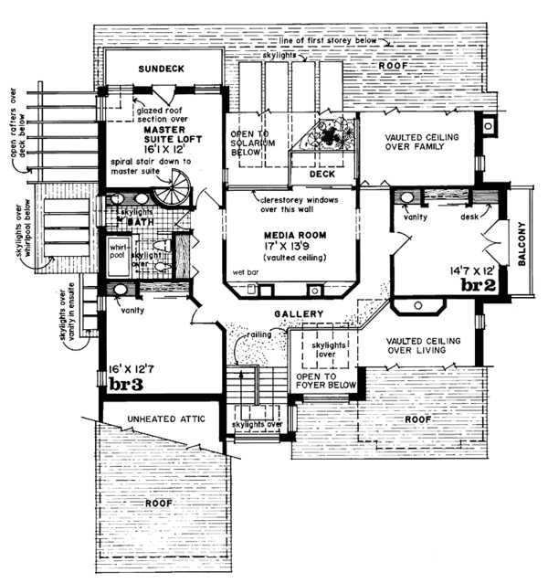 Home Plan - Contemporary Floor Plan - Upper Floor Plan #47-974