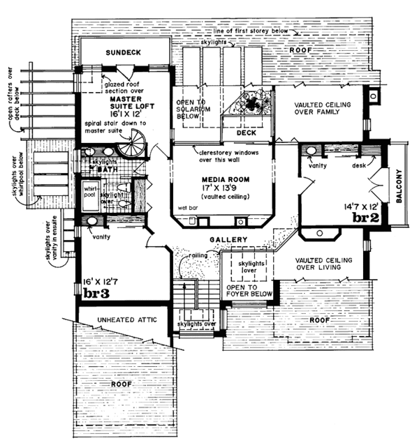 House Plan Design - Contemporary Floor Plan - Upper Floor Plan #47-974