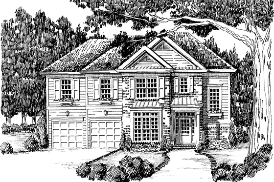 Exterior - Front Elevation 3 for Colonial House Plan #927-619 - 4 bed, 3 bath