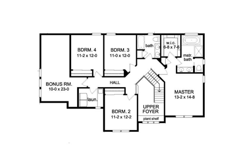 House Blueprint - Floor Plan - Upper Floor for Craftsman House Plan #1010-93 - 4 bed, 2.5 bath